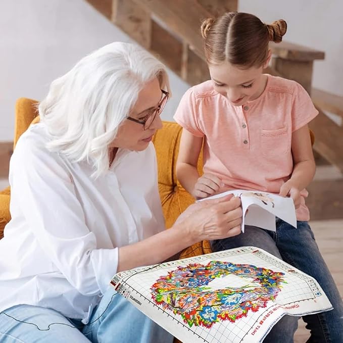 DMCVIVR Stamped Cross Stitch Kits for Adults Beginners Embroidery Kits 11CT Needlepoint Kits Cross Stitch Patterns Embroidery Patterns& Magic Flower Girl 16x20 inch