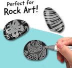 4 Dual Tip Gray Paint Pen Metallic - Fine Tip & Medium Acrylic Paint Markers - Gray Marker for Metal, Wood, Rock Painting, Canvas, Ceramic, Glass, Fabric, Leaf and Plastic - Water-based Ink