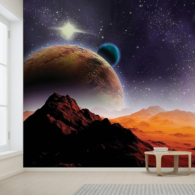 wall26 Peering into a Vibrantly Colored Space Wall Mural, Removable Sticker, Home Decor - 132x192 inches