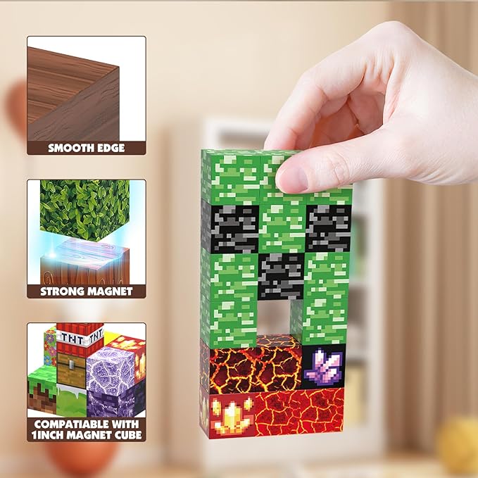 JIMI Magnetic Building Blocks Set, Magnetic Blocks STEM Construction Toys, Montessori Sensory Stacking Toys for Boys Girls Age 3 4 5 6 7 8, Magnet Cubes Christmas Birthday Present for Kids