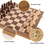 Wooden Chess Set with Folding Board - 15" Classic Magnetic Chess Set with Protective Bag for Adults, Chess Lovers Tournament Professional Beginner