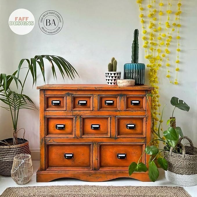 Dixie Belle Paint Company Chalk Finish Furniture Paint - Florida Orange (16oz) - Matte Bright Orange Chic Chalk Mineral DIY Furniture Paint