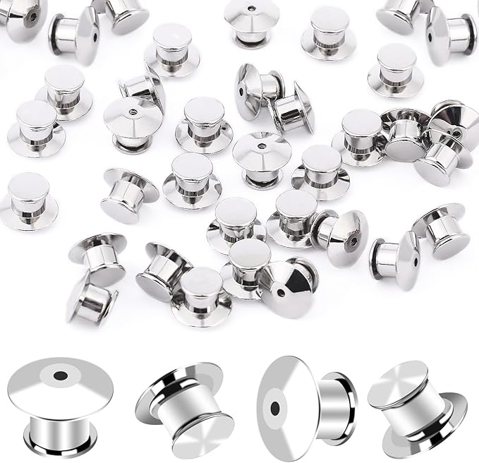 DECYOOL 100PCS Metal Locking Pin Backs, Pin Keepers Clasp Pin Backs Locking Buckles for Brooch DIY Crafts Badges Enamel Lapel Needles Pin Lock