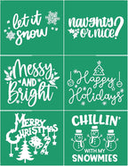 JAJADO Self Adhesive Silk Screen Stencils Let it Snow Merry Christmas Stencils Christmas Decor Sign Snowflakes Stencils for Wood, Tote Bag, Porch, Christmas Card, T-Shirt, Mug, Window, Towel