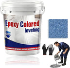 Epoxy Floor Paint, Epoxy Colored Sand Floor Paint, High-Gloss Marble Effect Self-Leveling Coating, Waterproof, Non-Slip, Ultra-Durable for Garage, Basement, Wood Floors (Sapphire Blue,2.2 lb)