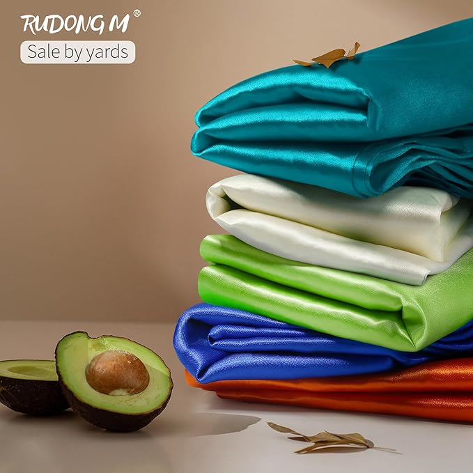 RUDONG M Teal Satin Fabric by The Yard, 1 Yard x 60 Inch Wide Silky Charmeuse Satin Fabric, Soft Satin Fabric for Wedding Decorations, Bridal Dress, Sewing, Accessories, DIY Crafts