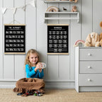 Alphabet and Numbers Wall Chart Set of 2,Kids Educational Posters,ABC and 1-20 Number Learning Banners for Toddlers, Preschool Classroom, Nursery, Playroom Decor14 x 18.5 In(Black and white)