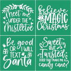 JAJADO Christmas Silk Screen Stencils Reusable Adhesive Stencils Winter Christmas Silk Sceen Transfers Santa Sacks DIY Xmas Gift for Office, School, Bakery, Coffee Bar, Christmas Home Decor Ornaments