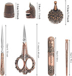 Vintage Embroidery Scissors Set, European Style Stainless Steel Sewing Tools for Sewing, Craft, Art Work, Needlework, Copper