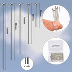 100pcs Silver Filled Ball Pins Non Tarnish Craft Earring Bracelet Jewelry Making Accessories Supplies (70mm (2.75in), Silver-Ball Pin)