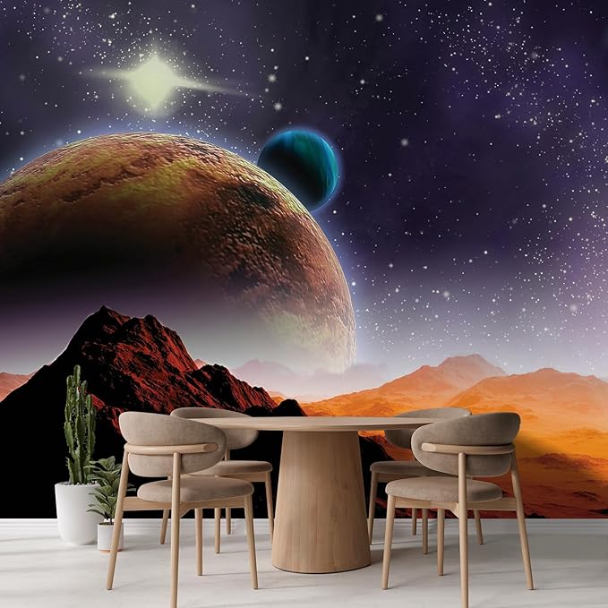 wall26 Wall Sticker/Wall Mural Peering into a Vibrantly Colored Space, Not Peel and Stick, Non-Woven Wallpaper Decorative for Bedroom, Living Room,Office - 132x120 inches