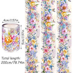 1 Roll Colorful Floral Washi Tape for Scrapbooking Scrap Booking Supples Kit Cute Butterfly Tapes Sticker Spring Flower Washi Tapes Transparent PET Tape Stickers for Journaling Junk Journal supplies