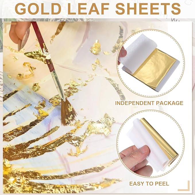 PATIKIL Gold Leaf Sheets for Art 3.7" x 3.4", 100 Pcs Gold Foil Sheet Metallic Leaf Papers for DIY Crafts Resin Furniture Nails Paintings Home Decoration, Silver
