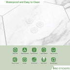 45-Sheet Hexagon Peel and Stick Backsplash, 6" x 7" White Calacatta Marble Looks Self Adhesive Wall Tile, Stone Composite Stick on Decorative Mosaic Tile for Kitchen Bathroom Fireplace