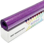 Deep Purple Glitter Heat Transfer Vinyl 12Inch*6FT Glitter Iron on Vinyl for T Shirts Easy to Cut and Weed Compatible with All Cutter Machines HTV Iron on Vinyl for Cricut(Deep Purple)
