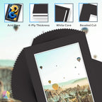Mat Board Center, Pack of 25, 5x7 for 4x6 Black Mat Kit - Acid Free, 4-ply Thickness, White Core - Includes Backing Boards and Clear Bags - for Pictures, Photos, Framing