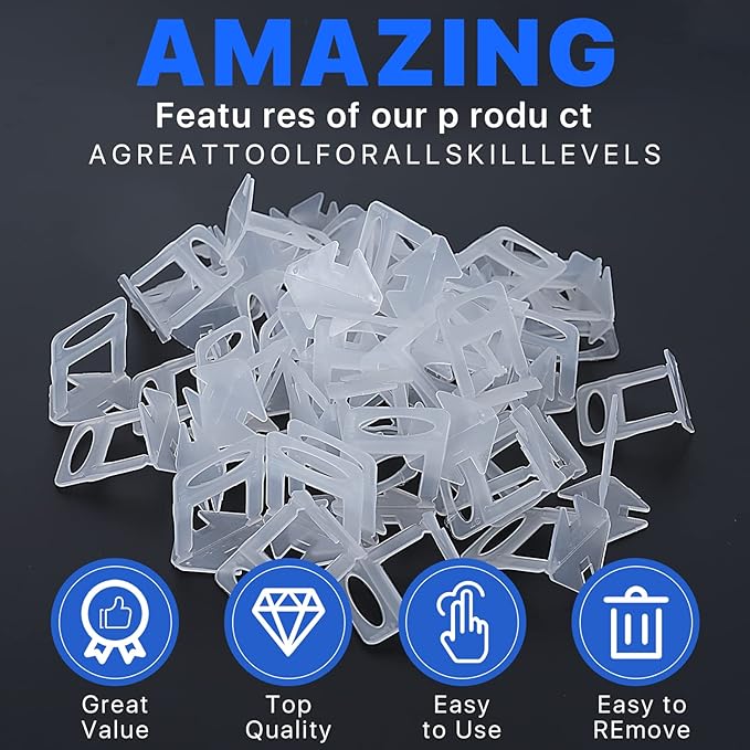 1100 Pcs Tile Leveling System Clips 1/8" (3.0mm) for Ceramic Tile and Stone Installation - DIY Tile Leveler Spacers Kit for Perfect Alignment(1100, 1/8)