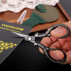 Antique Scissors with Cover, Sharp Sewing Scissor for Craft Needlework Cross Stitch, Small Thread Snips Little Detail Shears Black DIY Tools