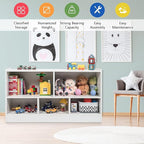 KOTEK Toy Storage Organizer, 5 Cubby Kids Bookshelf, Wooden 3-Tier Bookcase Storage Cabinet, Open Display Book Shelf for Daycare, Nursery, School Classroom, Living Room & Bedroom (White, 5 Cubes)
