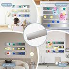 6Pcs 15''L x 1.97''W Frameless Magnetic Bulletin Strip with 48pcs Magnets, Self Adhesive Backing Stainless Iron Bar Memo Board for School, Home, Office