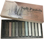12-Pack Gray Tone Soft Pastel Sticks - Square Water-Soluble Artist Chalks with High Pigment for Sketching, Drawing & Illustration (Perfect for Artists, Beginners & Hobbyists) (Grey)