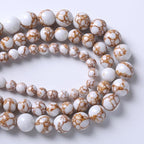 60pcs 6mm White Howlite Spun Gold Stone Beads for Jewelry Making Natural Stone Energy Healing Beads DIY Bracelet Necklace 15" (6mm, White Howlite Spun Gold Stone)