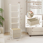 CD Storage Rack with Drawer, 5-Tier DVD Organizer Shelf w/Adjustable Book Stoppers, Media Storage Rack for CD/DVD, Books & Games, Ideal for Living Room & Home Office – 15.7x11.8x56.5Inches