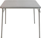 EMMA + OLIVER 33.5" Square Multipurpose Folding Card Table for 4 Players, Portable Square Folding Table with Padded Vinyl Top, Gray