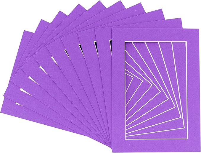 5.5x8.5 Mat for 8.5x11 Frame - Precut Mat Board Acid-Free Purple 5.5x8.5 Photo Matte for a 8.5x11 Picture Frame, Premium Matboard for Family Photos, Show Kits, Art, Picture Framing, Pack of 100 Mats
