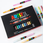 72 Colors Paint Markers, Dual-Color Acrylic Pens with Brush Tips, Double Tipped for Rocks & Art Supplies (36Pcs/72colors)