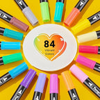 Tongfushop 84 Colors Acrylic Paint Markers, Dual Tip Acrylic Paint Pens with Brush Tip & Fine Tip, Fabric Markers for Rock Painting, Wood, Canvas, Stone, Glass, Ceramic, DIY Crafts, Art Supplies