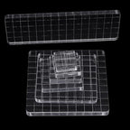 7Pcs Square-Shaped Clear Acrylic Stamp Blocks Set, Acrylic Stamping Blocks Tools Clear Stamps with Grid Lines for Photography Props Scrapbooking Crafts Card Making