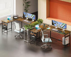 Coleshome 66" L Shaped Gaming Desk with Outlet, L Shaped Desk with CPU Stand, Corner Computer Desk, Home Office Desk, Writing Desk, Vintage