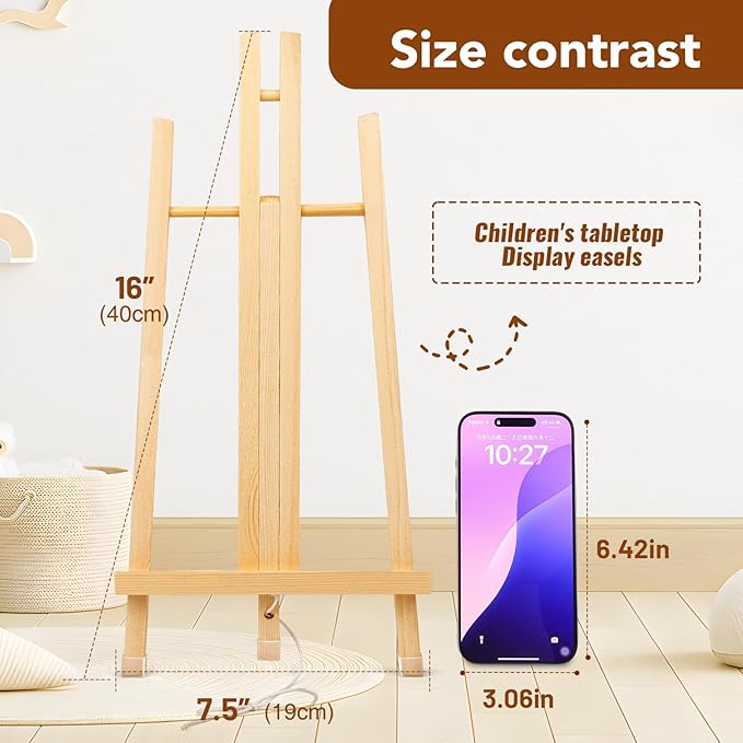 AROIC 8 Pack 15 Inch Wood Easels, Easel Stand for Painting Canvases, Art, and Crafts, Tripod, Painting Party Easel, Kids Student Table School Desktop, Portable Canvas Photo Picture Sign Holder.