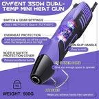 Gyfent Heat Gun with 100Pcs Solder Seal Wire Connectors & 200Pcs Heat Shrink Tubing, 662°F/752°F(350°C/400°C) 350W 2-Temp Mini Heat Gun with 5Ft Power Cord for Crafting Shrink Tubing Embossing DIY
