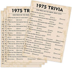 50th Birthday Party Games, 1975 Trivia Games, Birthday Party Supplies for Adults, Fun 1975s Party Game，Pack of 30 Cards