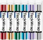 TECKWRAP HTV Iron On Vinyl Bundle, 6 Rolls 12" x3FT Chrome Metallic Heat Transfer Vinyl, Easy to Cut & Transfer, Perfect for T-Shirts, Hoodies, Bags & Crafts