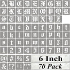 6 Inch Alphabet Letter Stencils for Painting - 70 Pack Old English Letter Stencil Templates with Numbers and Signs for Painting on Wood, Reusable Letters Stencils for Chalkboard Wood Signs & Wall Art