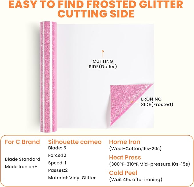 HTVRONT Glitter HTV Vinyl Roll - 10" x 8ft Neon Pink Glitter Heat Transfer Vinyl for T Shirts, Glitter Iron on Vinyl for All Cutting Machine (Neon Pink Glitter)