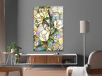 My Photostation.com 32Wx48H'' Stained Magnolia Glass Wall Art Tempered Glass Printing Wall Decor Large Wall Art Wall Hangings