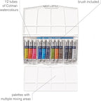 Winsor & Newton Cotman Watercolor Paint Set, 12 Colors, 8ml (0.27-oz) Tubes w/ Brush