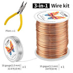 16 Gauge(1.5mm) Aluminum Wire 164 Feet(50 M) KSVZS Bendable Metal Wire for Crafts, Sculpting, Armature, Jewelry Making【3-in-1】+18 Gauge(1.0 mm) 32.8 Ft(10 M)+1 Plier(Champagne Gold)