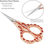 BIHRTC Little Embroidery Scissors 4.5Inch with Artificial Leather Cover Stainless Steel Sharp Straight Tip Scissors for Needlework Artwork Purpose Detail Thread Craft Household DIY Art Work
