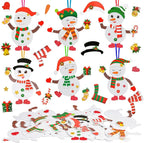 Fennoral 12 Pack Snowman Craft Kits for Kids Make You Own Snowman Foam Stickers Ornament DIY Christmas Arts and Crafts for Chirstmas Party Supplies Winter Christmas Tree Decoration