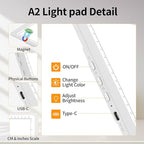 TOHETO Rechargeable Magnetic A2 Light Board 25.2''x18.4'', Large Diamond Painting Light Pad with Side Buttons, 3 Light Colors Light Box for Tracing and Drawing, Dimming LED Light Table for Sketching