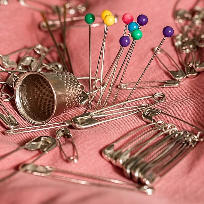 500Pcs Assorted, 1.5 Inch Rust-Resistant Steel Wire Silver Sewing Pins, Large for Clothes Crafts Use