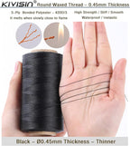 Thin Wax Polyester Thread, 0.45mm, 547 Yards, 3 Ply Round Waxed Cord Strings for Sewing, Beading, Binding, Micro Braiding, Fine Leather Craft and Micro Macrame Jewelry - Black
