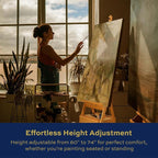 Large Adjustable Beech Wood Painting Easel with Storage Drawer (60"~74" H), Holds up to 36", Art Easel for Adults Artist Beginners Students