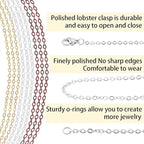 Jishi 30ft Jewelry Making Chains Bulk 2mm Necklace Chains for Jewelry Making Supplies, DIY Craft Earring Bracelet Making Findings, 3-Colors Gold Silver Copper Plated Metal Rolo Cable Link Chain Rolls