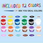 10 Pack Mini Acrylic Paint Set, 12 Colors Washable Paint Strips for Kids & Adults - Includes 20 Brushes (10 Flat + 10 Pointed), kids Paint Kits for Easter Eggs, Birthday, Classroom Party, Art Gifts